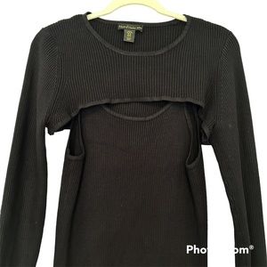 REVOLVE House of Harlow 1960 Black Knit Midi Dress with Cropped Sweater Shrug XL